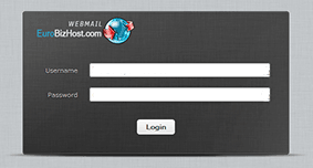 EuroBizHost email - webmail screen shot - loggin