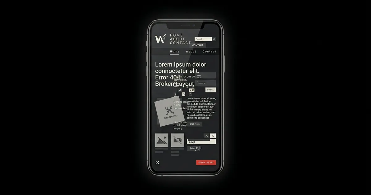 Website poorly displayed on a phone