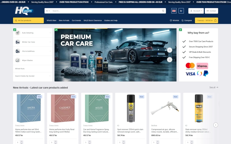 HQ Lights — B2B/B2C webshop for automotive lighting products